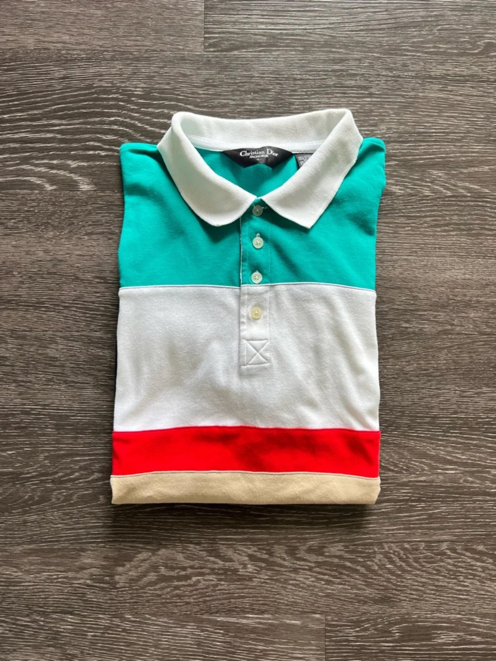 VTG Christian Dior Monsieur 100% Cotton Color-Block Polo - Picture 2 of 11